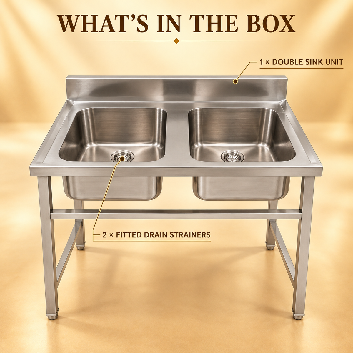 Gurubhai Equipments Double-Sink Commercial Unit – Dimensions