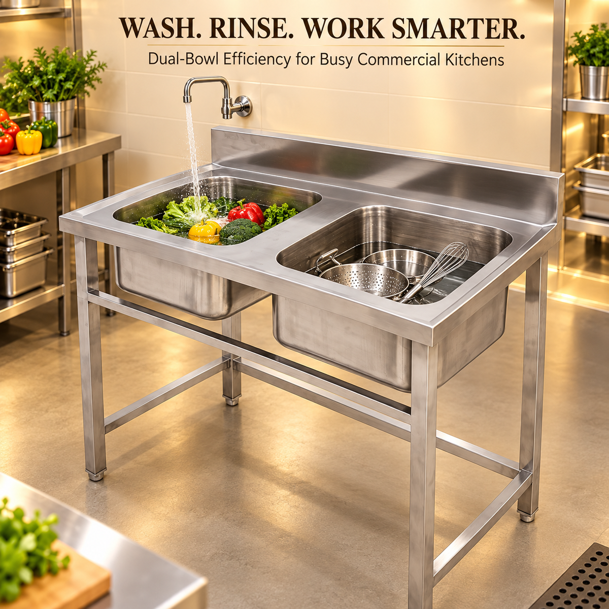 Gurubhai Equipments Double-Sink Commercial Unit – Close-up