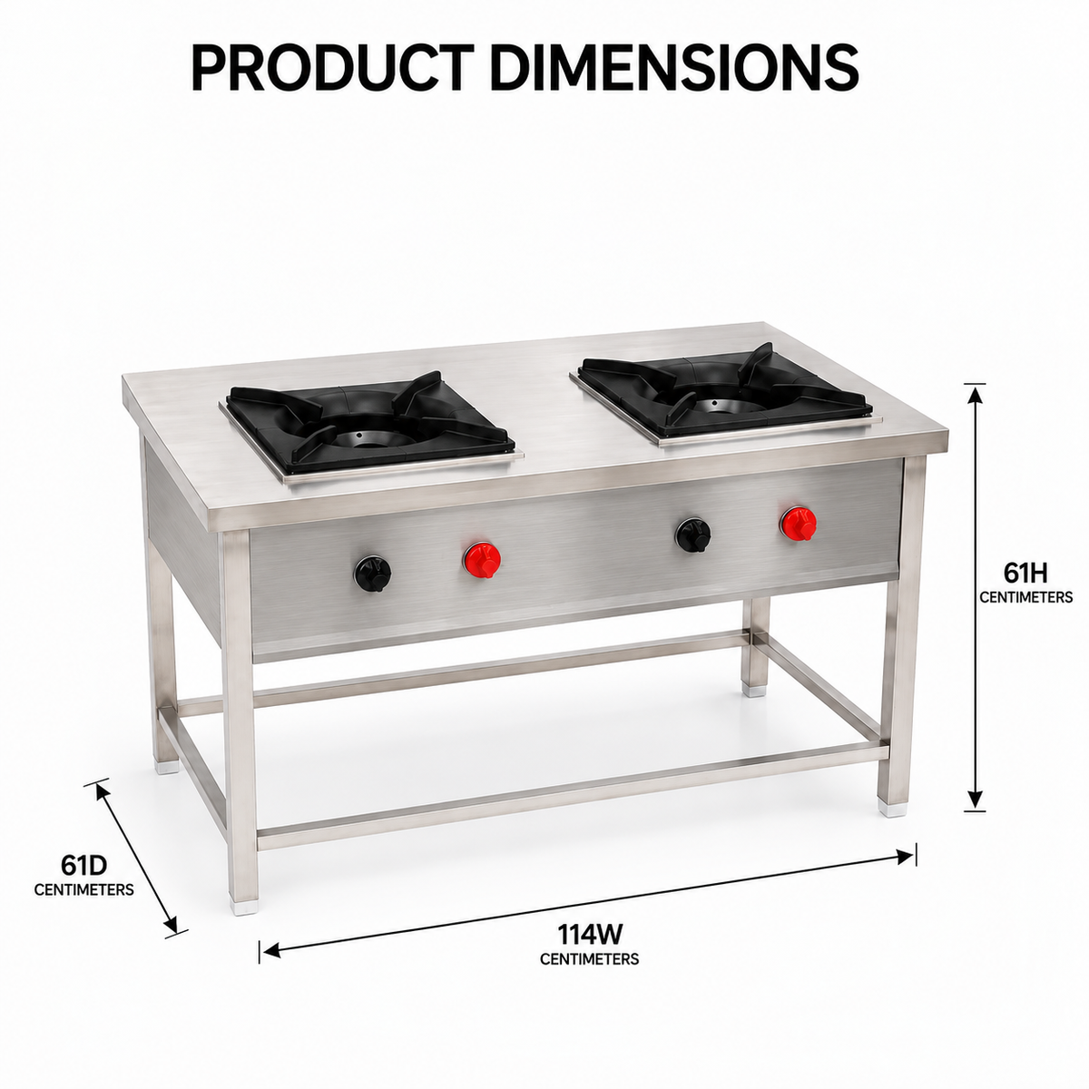 Gurubhai Equipments 2-Burner Stock Pot Range – Dimensions