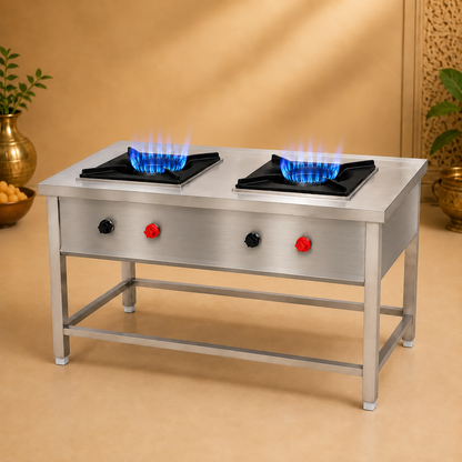 Gurubhai Equipments 2-Burner Stock Pot Range – In Use