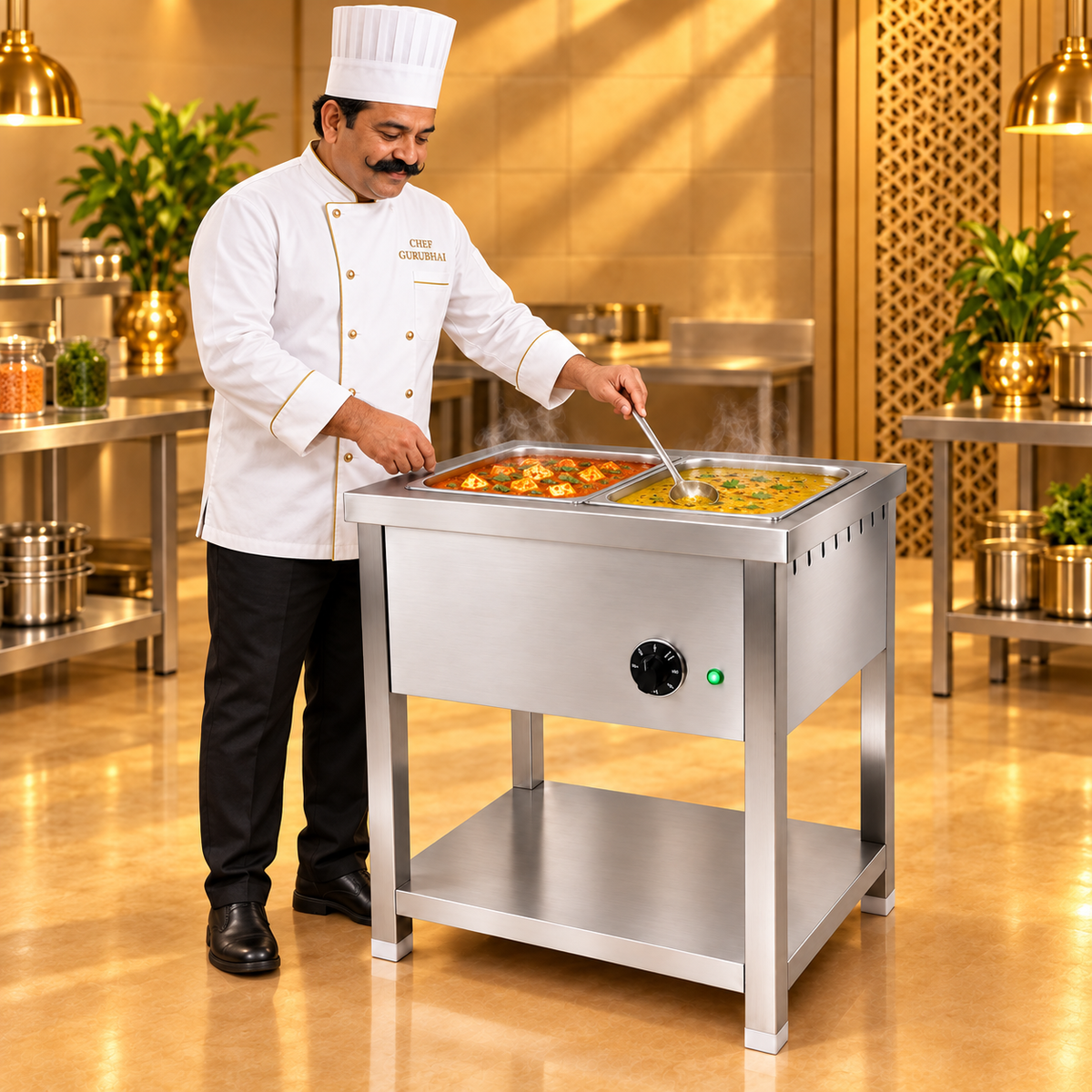 Gurubhai Equipments 2 GN 1/2 Pan Electric Bain Marie with Undershelf – Why Choose It