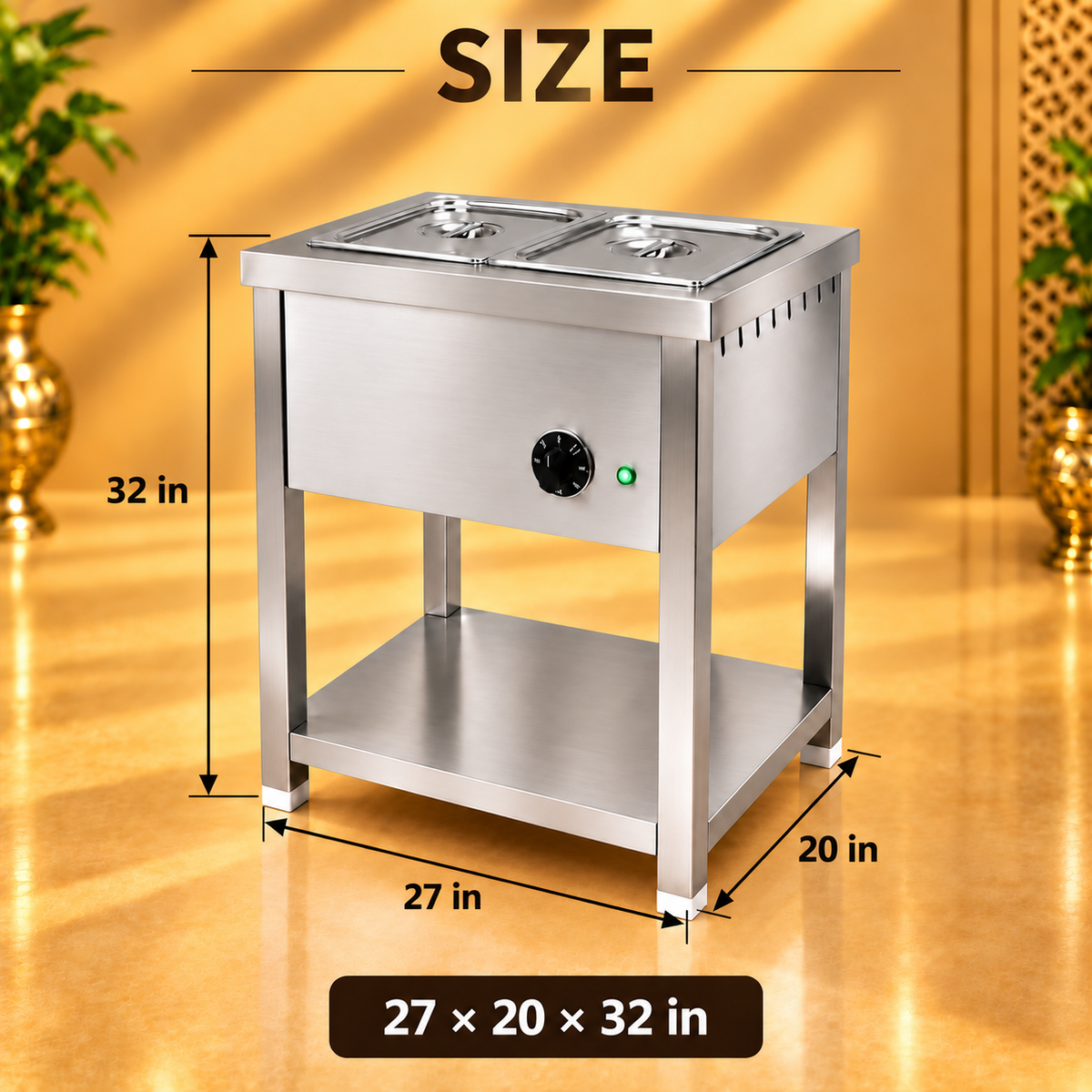Gurubhai Equipments 2 GN 1/2 Pan Electric Bain Marie with Undershelf – Features