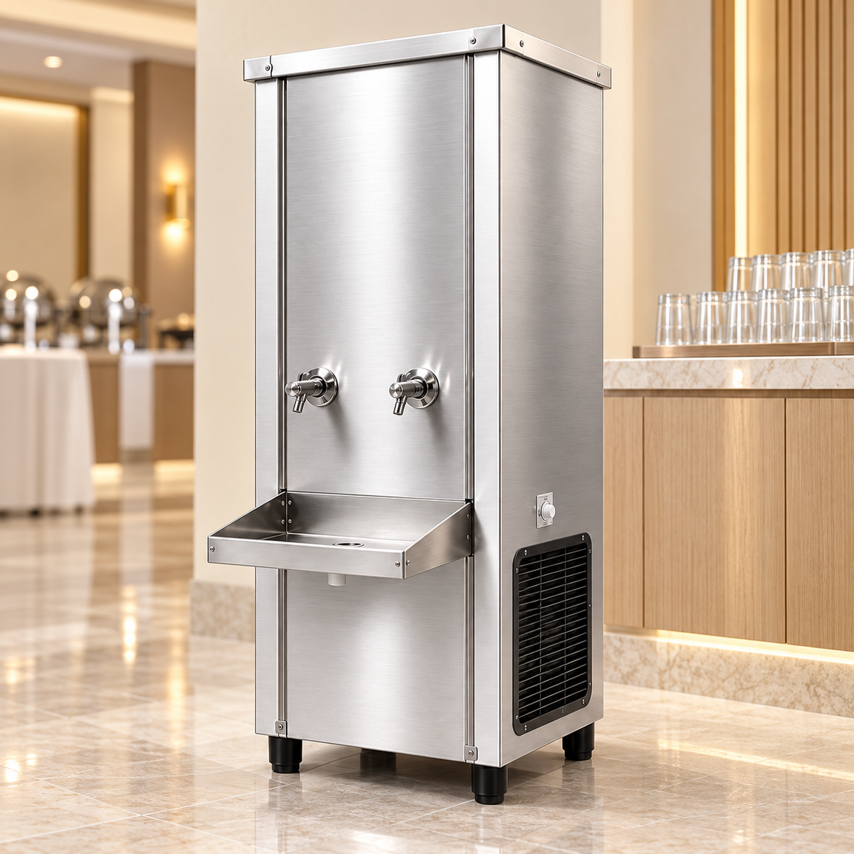 Gurubhai Equipments 100L Commercial Stainless Steel Water Cooler – Dimensions