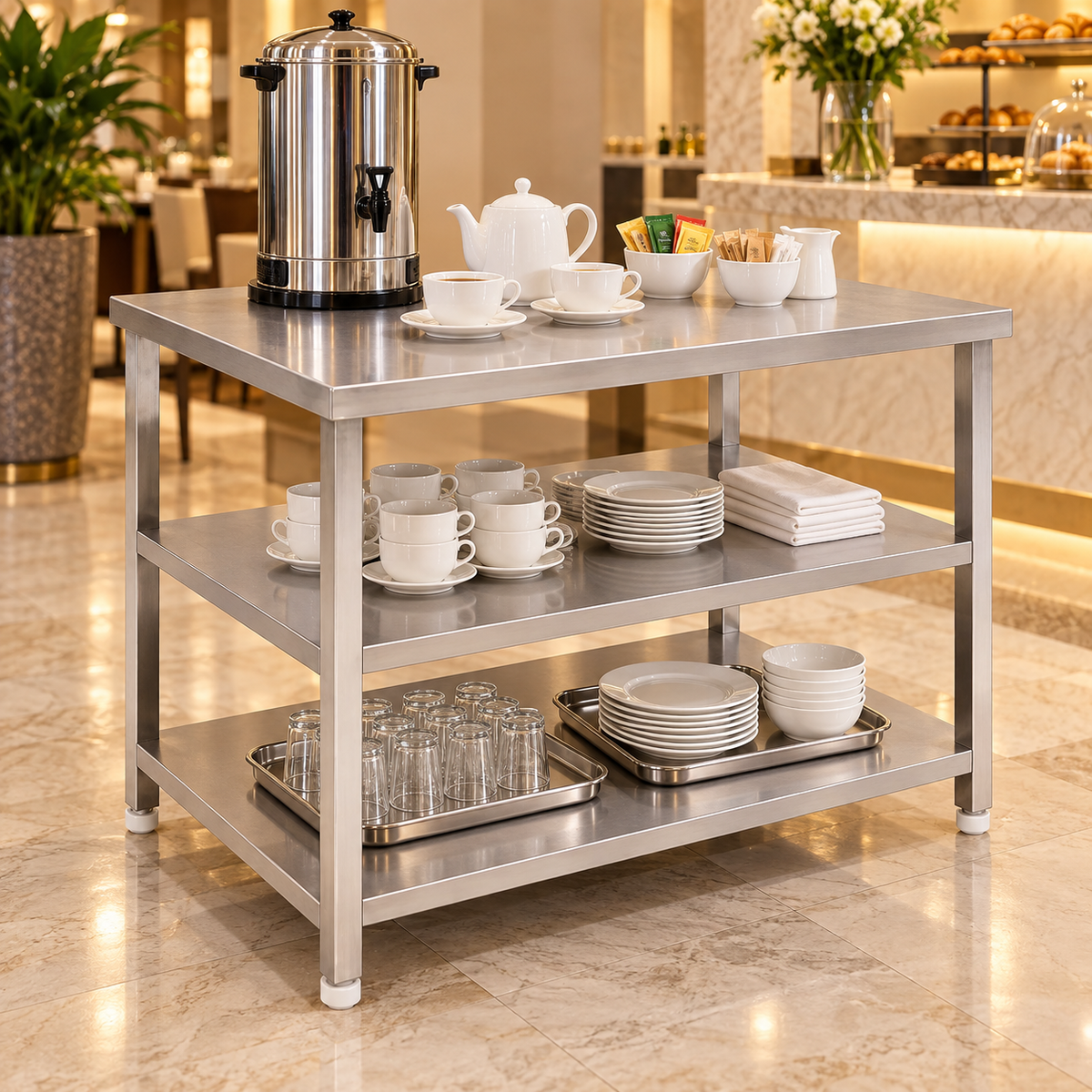 Gurubhai Equipments SS 3-Tier Kitchen Service Table – Why Choose It