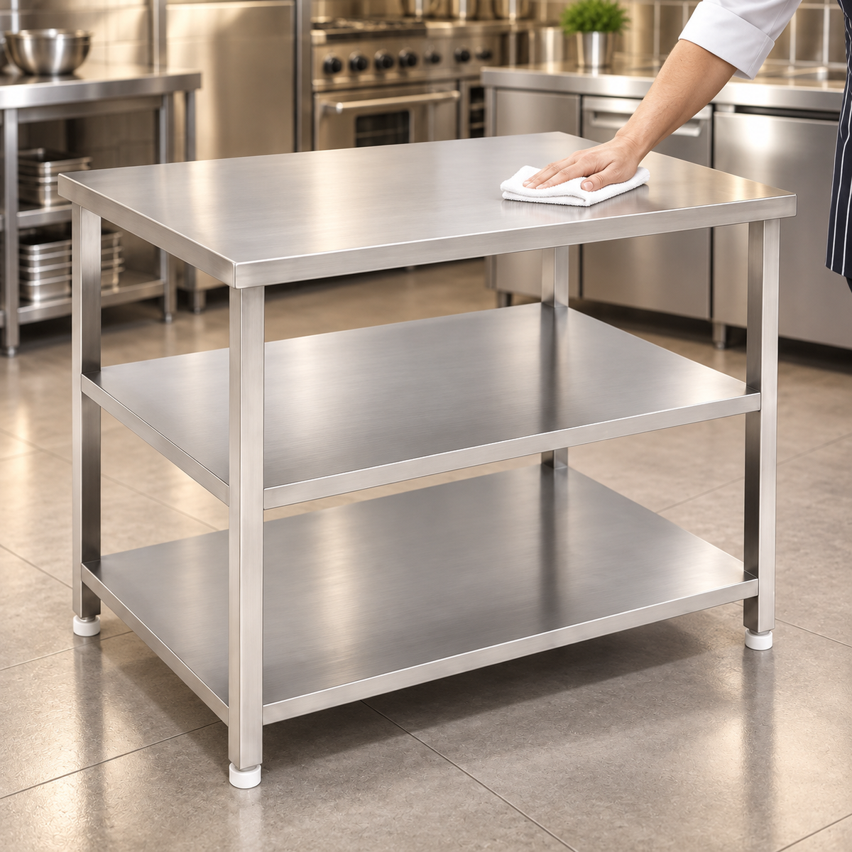 Gurubhai Equipments SS 3-Tier Service Table – Close-up