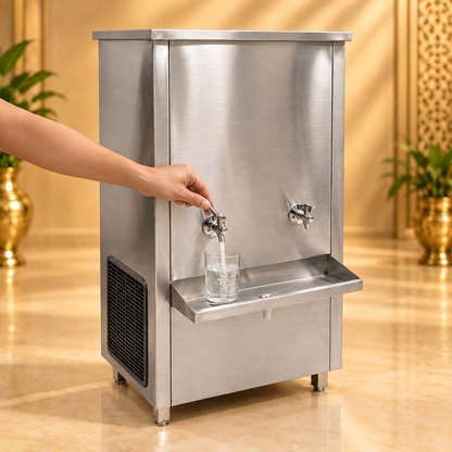 Gurubhai Equipments 150L Commercial Stainless Steel Water Cooler – In Use