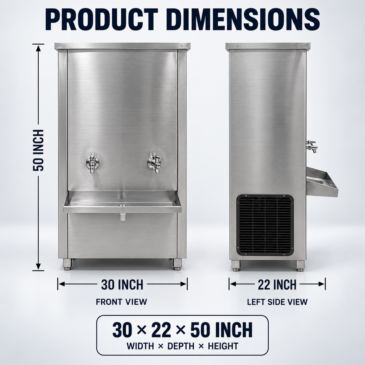 Gurubhai Equipments 150L Commercial Stainless Steel Water Cooler – Features