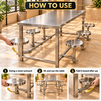 Gurubhai Equipments 6 Seater Folding Stool Seating – How to Use