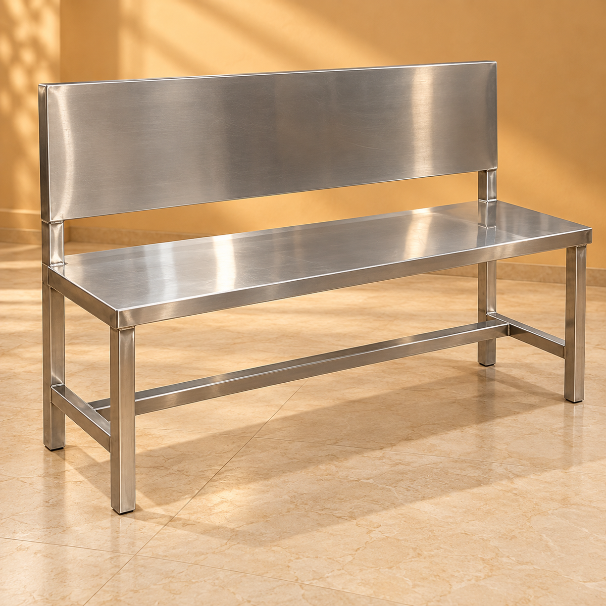 Gurubhai Equipments SS Bench Seating – Front View