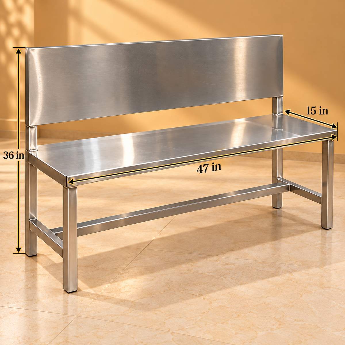 Gurubhai Equipments SS Bench Seating – Dimensions