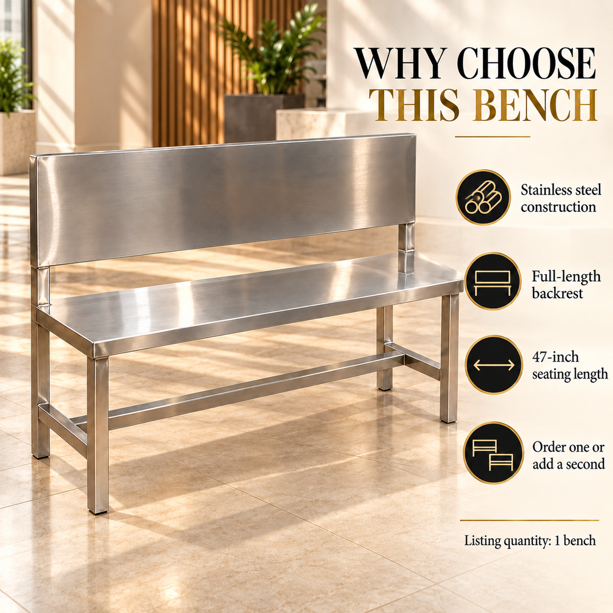 Gurubhai Equipments SS Bench Seating – Close-up