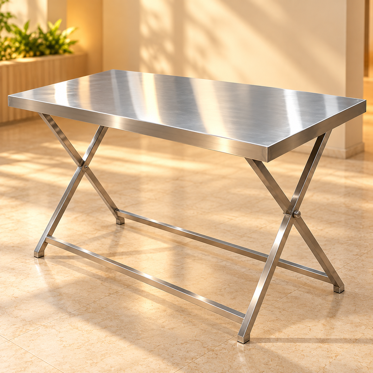 Gurubhai Equipments SS Folding Table – Front View