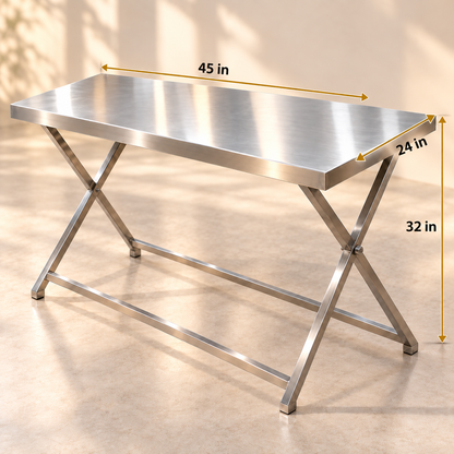 Gurubhai Equipments SS Folding Table – Dimensions