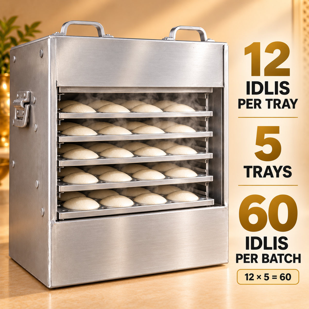Gurubhai Equipments 5 Tray Aluminium Idli – Dimensions