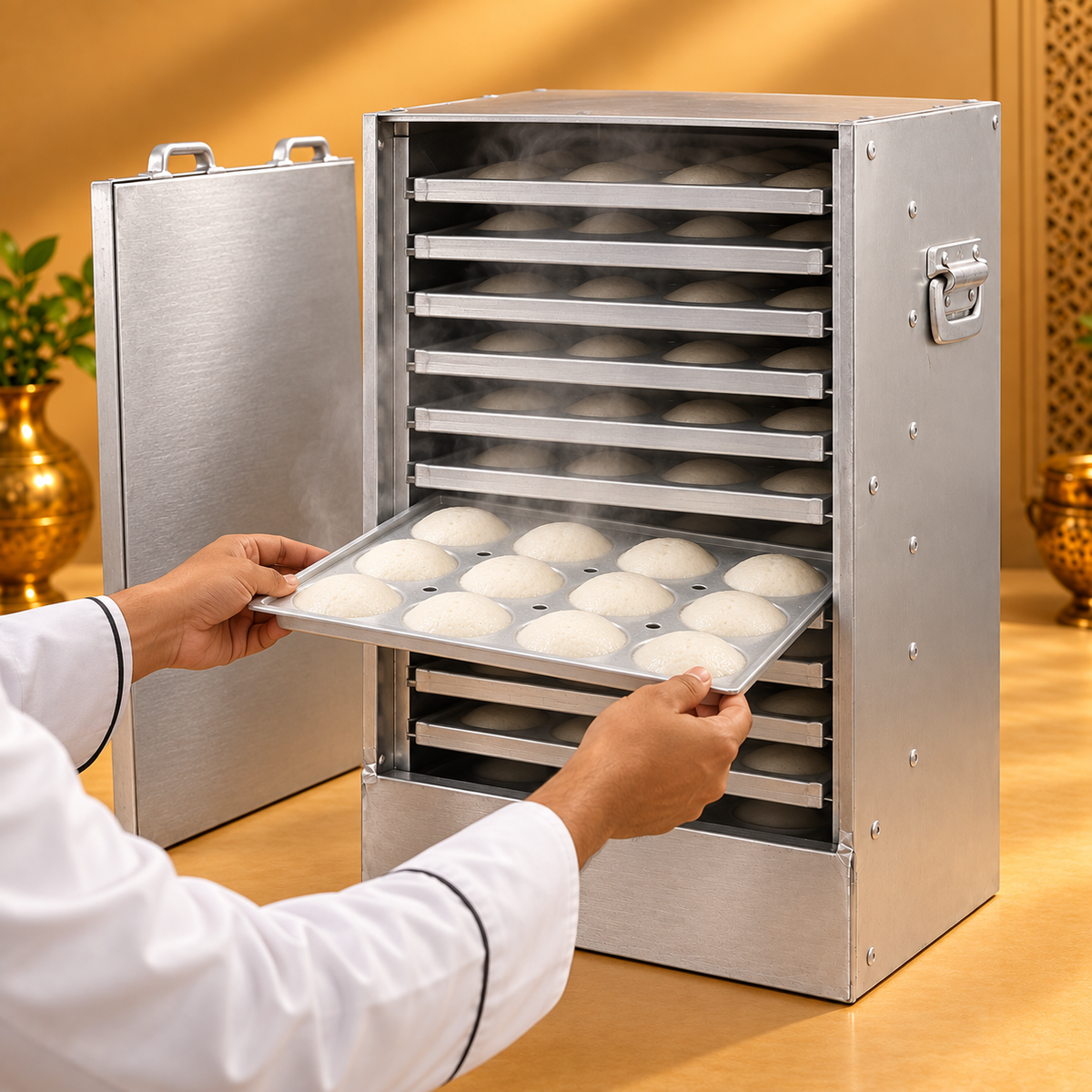 Gurubhai Equipments 12 Tray Aluminium Idli – In Use