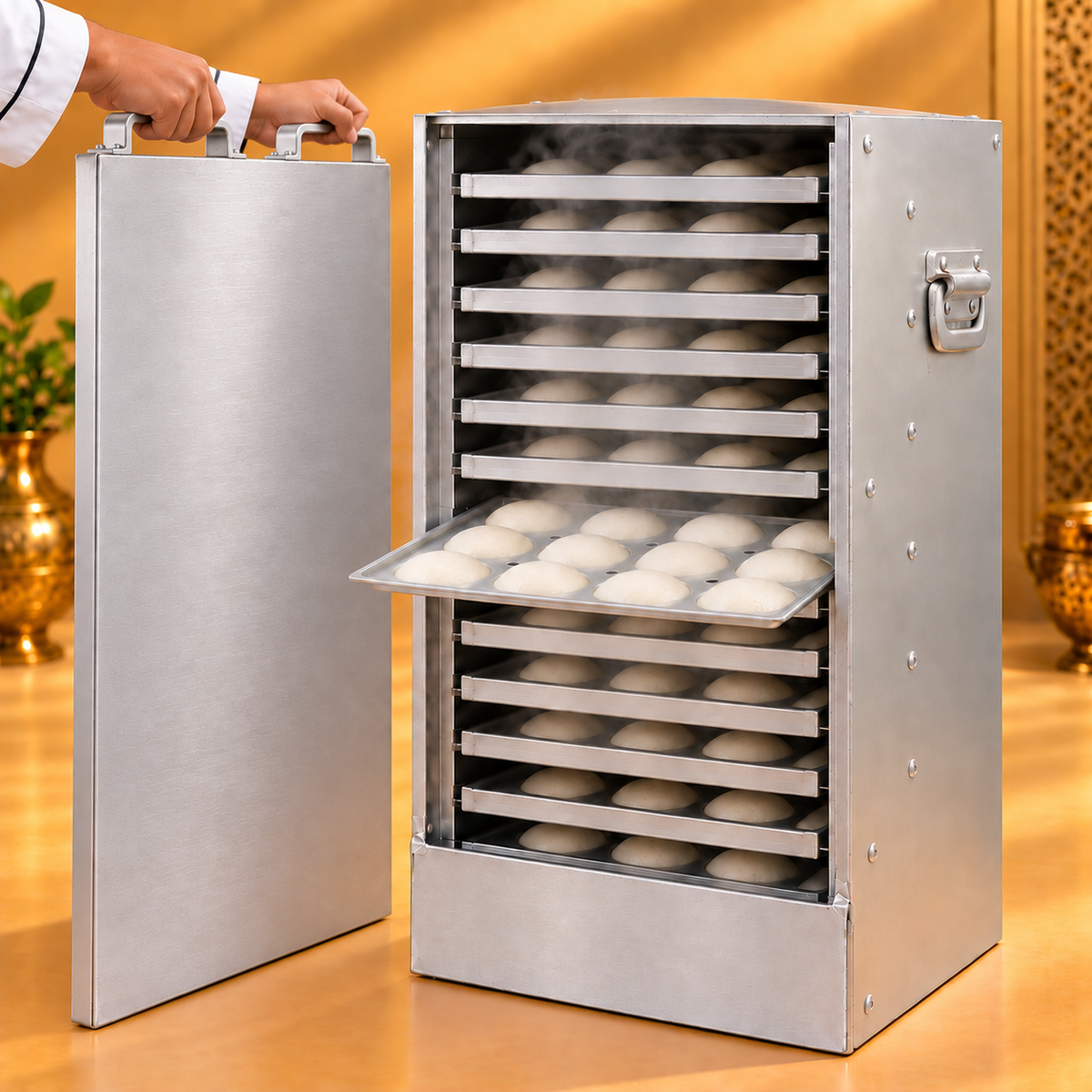 Gurubhai Equipments 12 Tray Aluminium Idli – Close-up