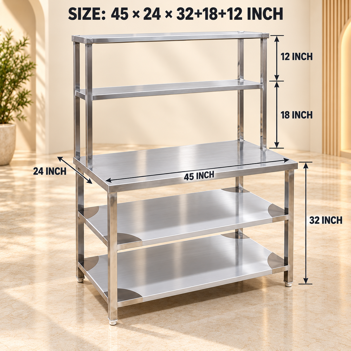 SS Pickup Table – 45 × 24 in for commercial kitchen service and order pickup – image 3