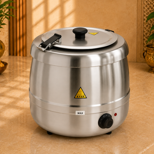 Silver Electric Soup Kettle Warmer / Soup Tureen – 10 Litre, 400 W