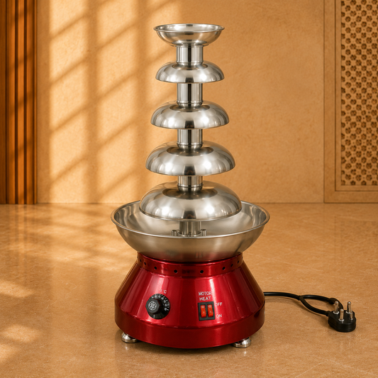 Electric chocolate fountain with stainless steel tower — main product view