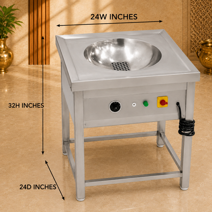 Commercial Electric Kadai with Drainage 24x24 - product view 3