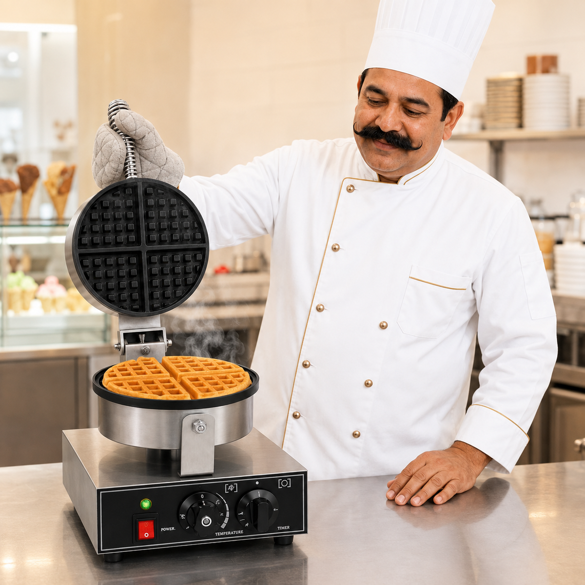 Round Belgian Waffle Maker - product view 4