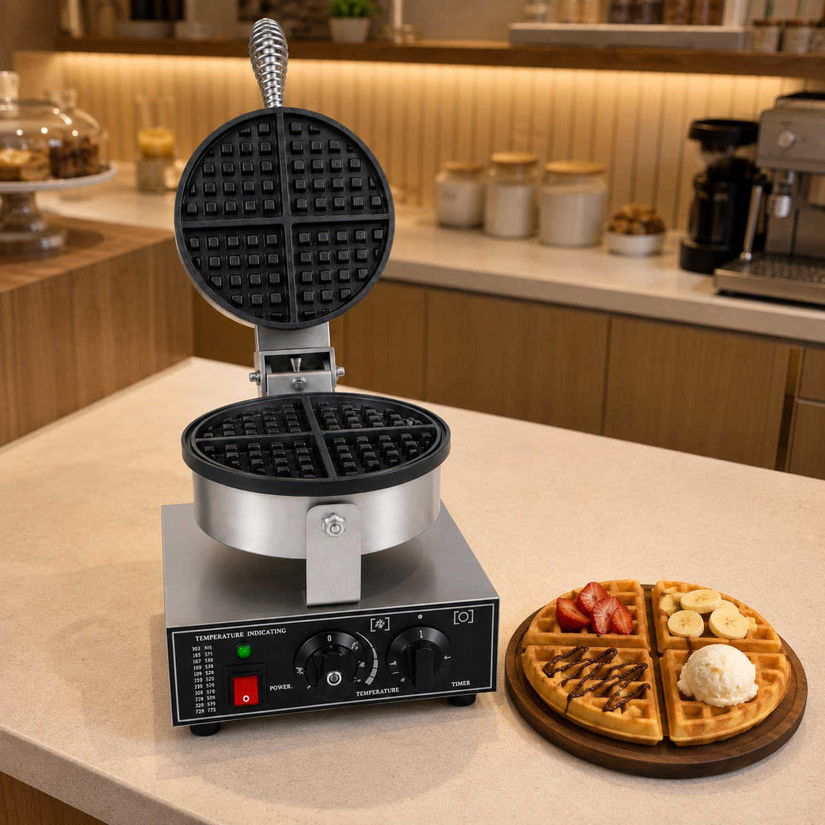 Round Belgian Waffle Maker - product view 12