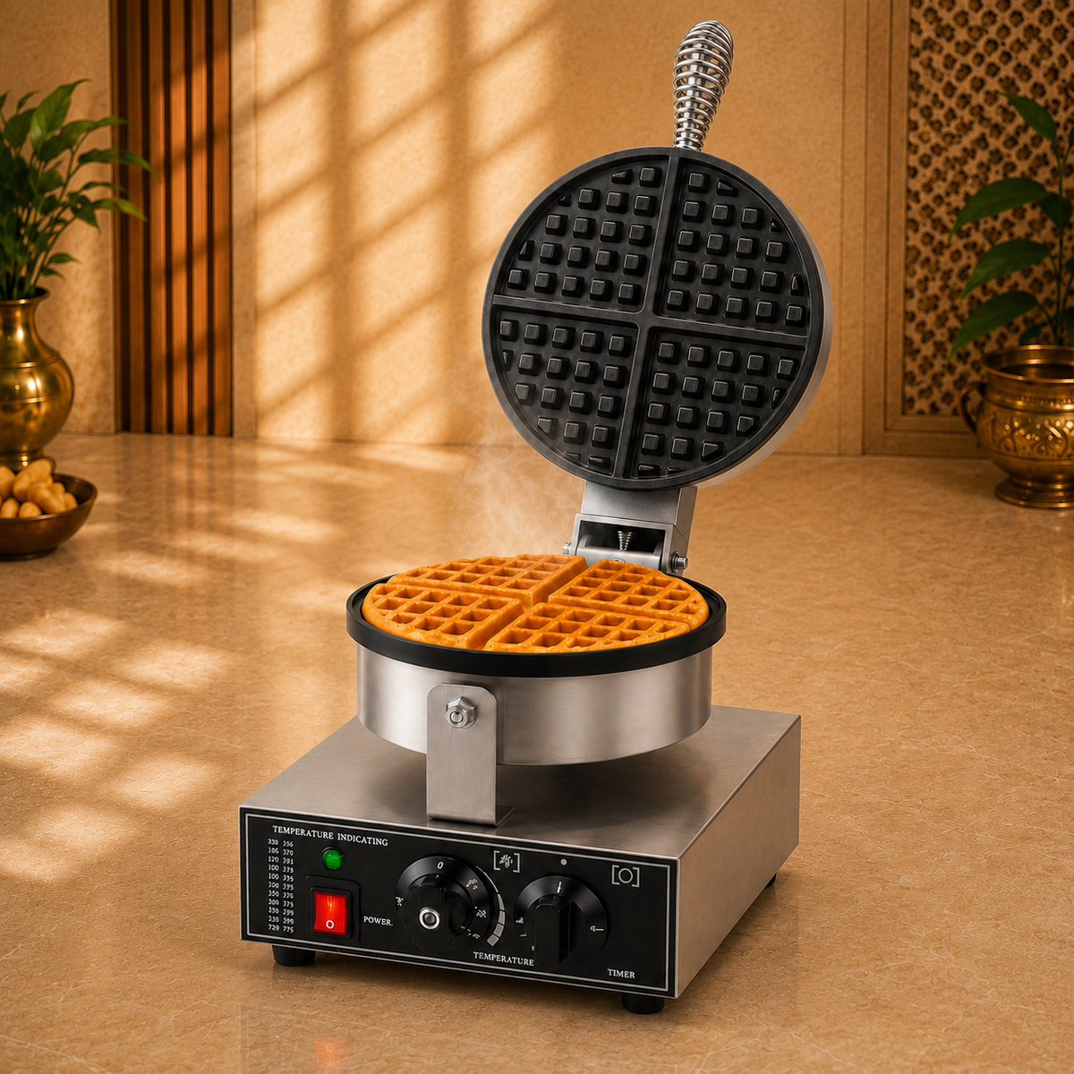 Round Belgian Waffle Maker - product view 2