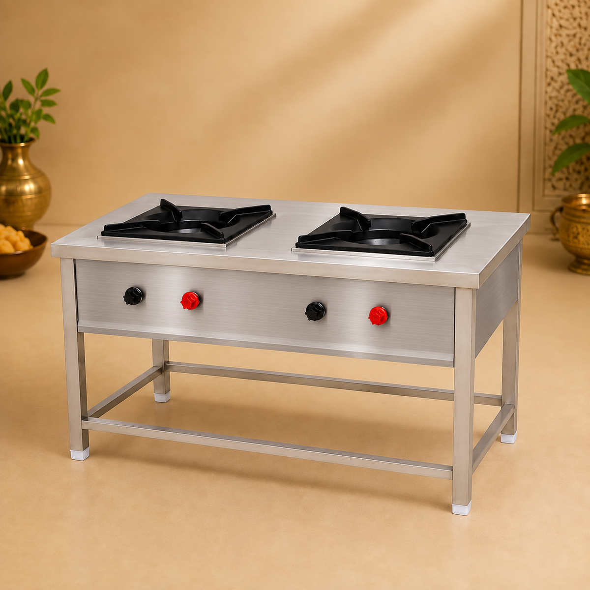 Gurubhai Equipments 2-Burner Stock Pot Range – Front View