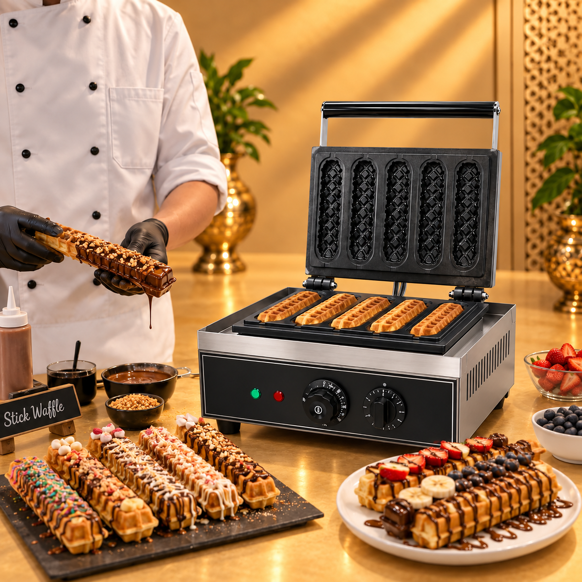 Gurubhai Equipments 5-Stick Commercial Waffle Maker – Features