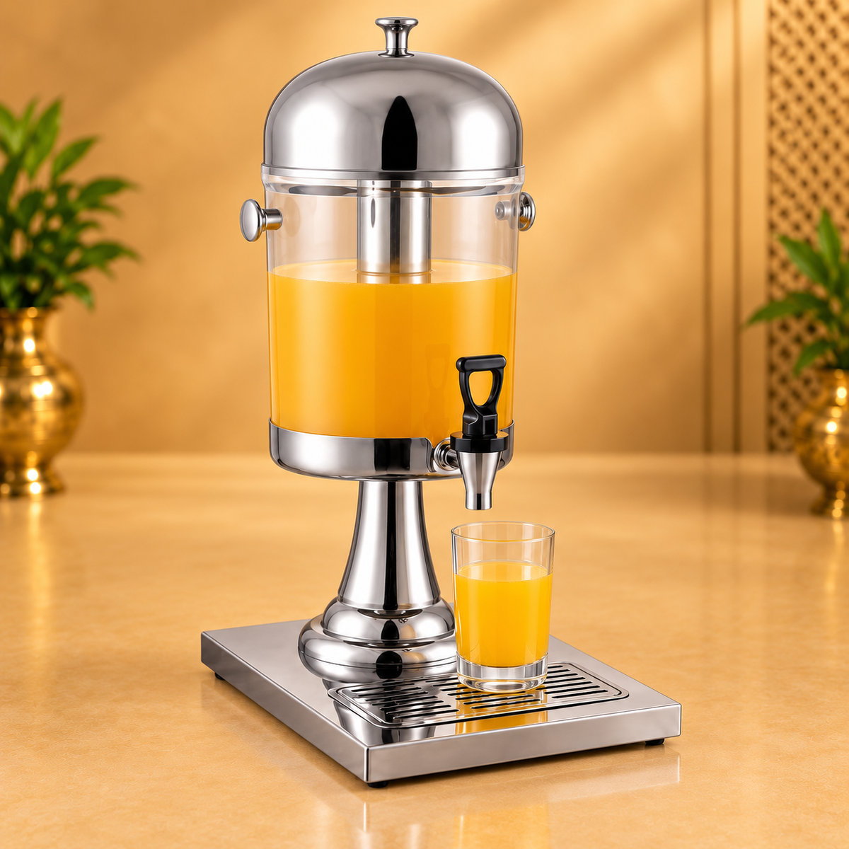 Gurubhai Equipments 8 Litre Stainless Steel Juice Dispenser – In Use