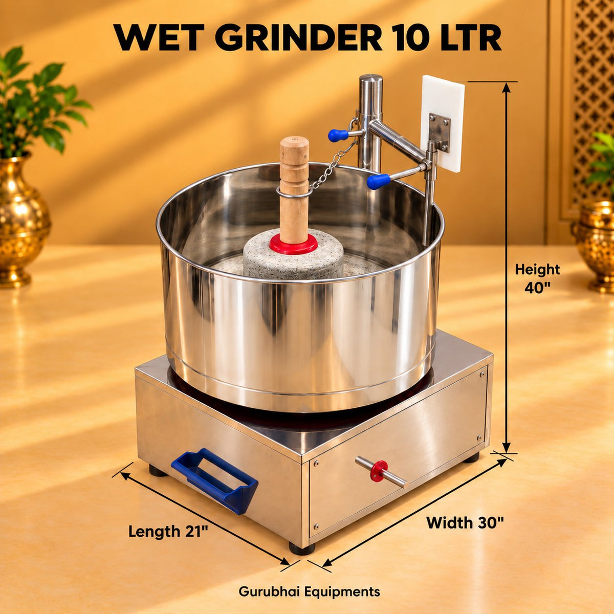 Gurubhai Equipments Wet Grinder 10 Ltr – Dimensions & Specifications