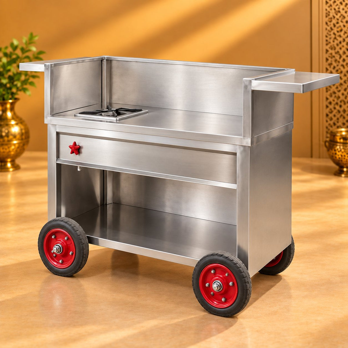 Gurubhai Equipments SS Counter With Wheels – Hero View