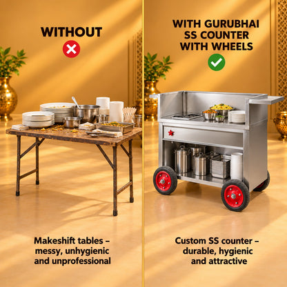 Gurubhai Equipments SS Counter With Wheels – Why Choose It