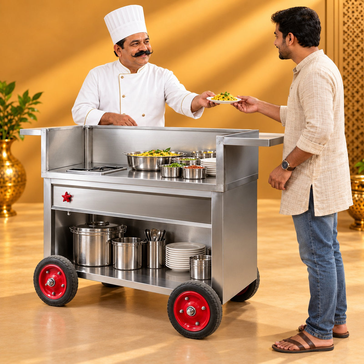 Gurubhai Equipments SS Counter With Wheels – Chef Gurubhai Demo