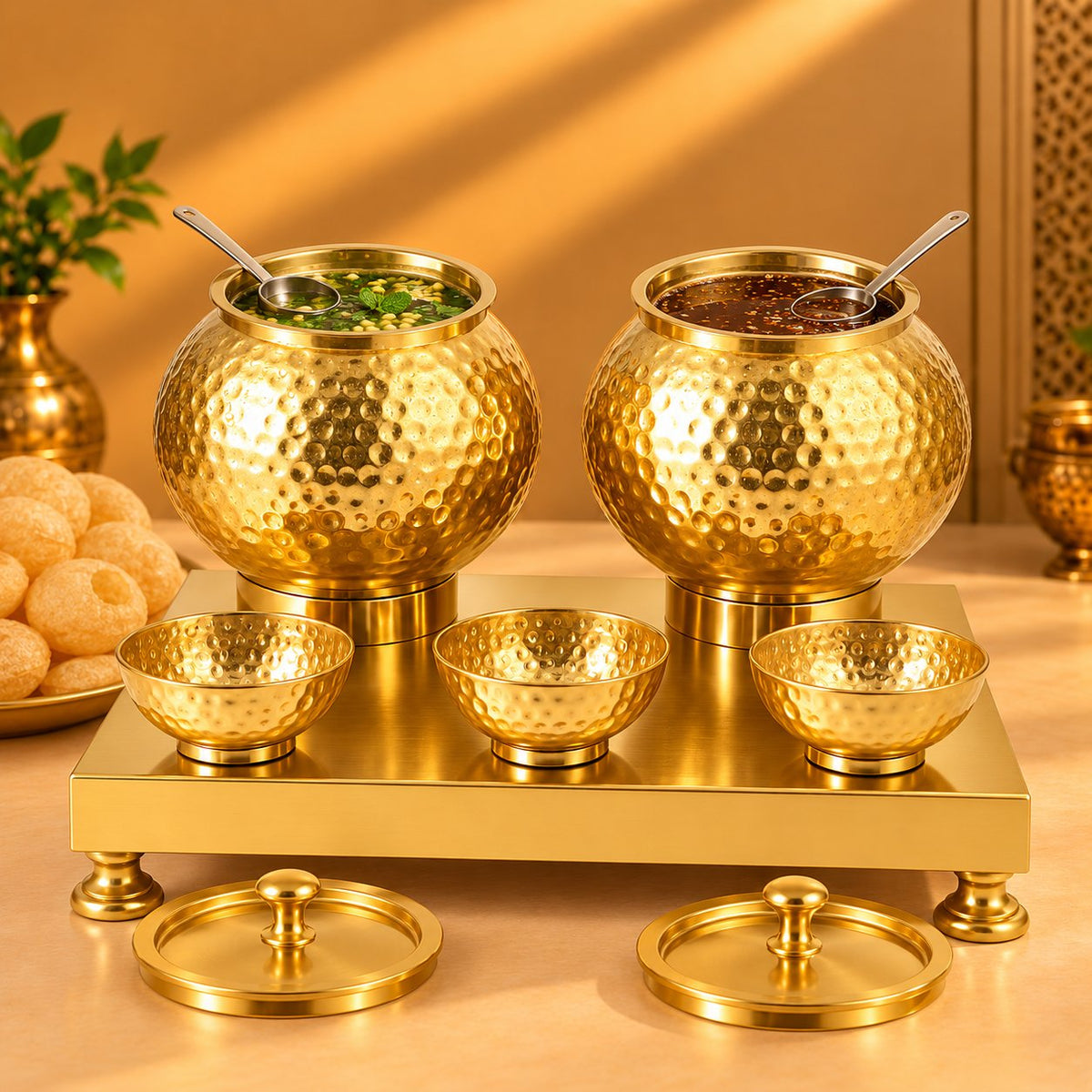 Gurubhai Equipments Panipuri Matka Set - Gold – In Use