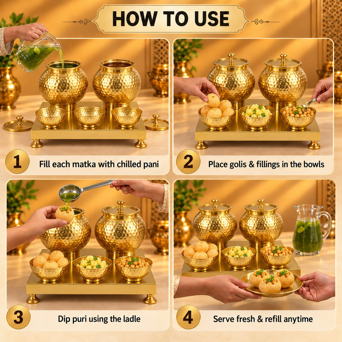 Gurubhai Equipments Panipuri Matka Set - Gold – How to Use