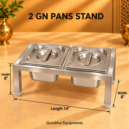 Gurubhai Equipments 2 GN Pans Stand – Dimensions & Specifications