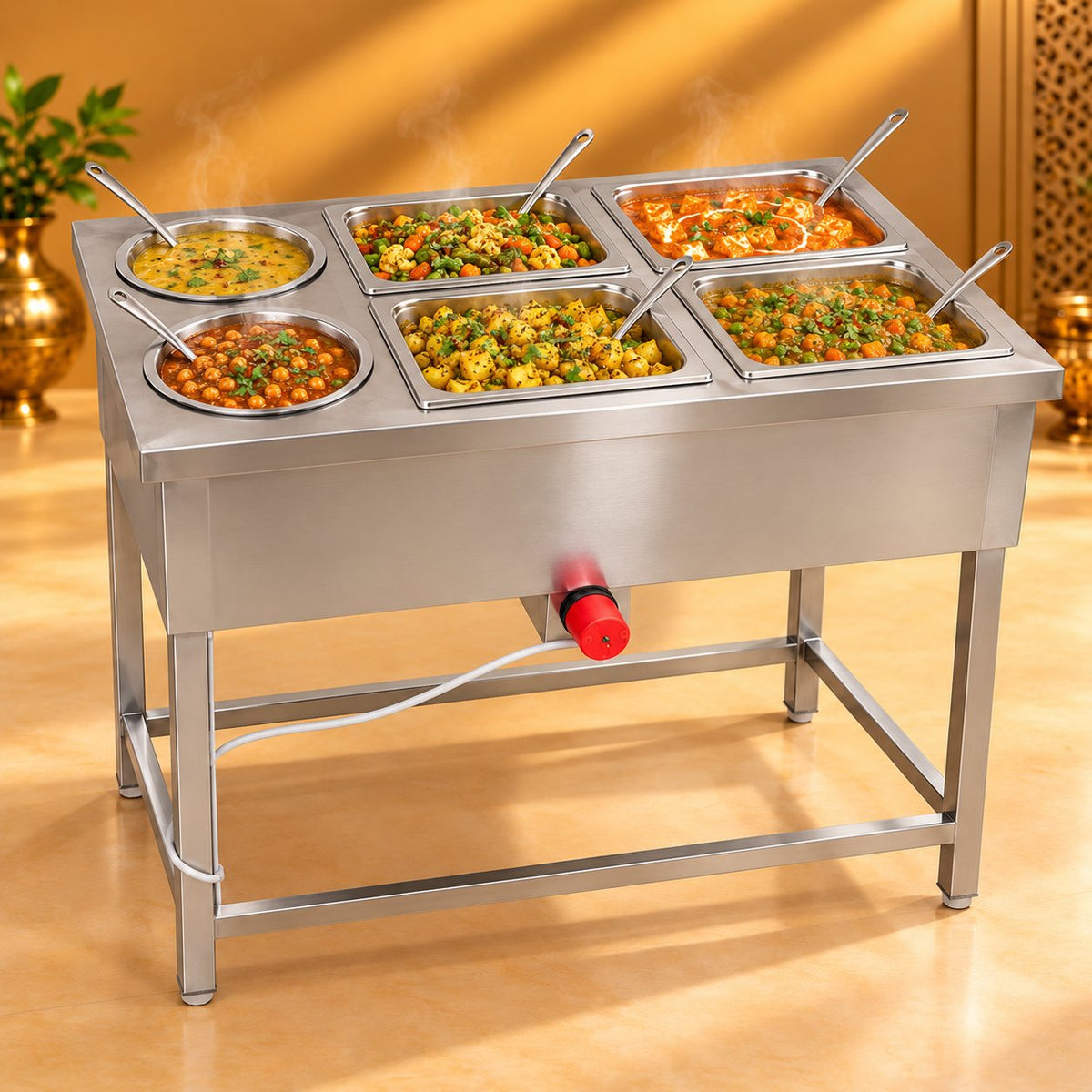 Gurubhai Equipments 2 Pot + 4 GN Pans Bain Marie – In Use