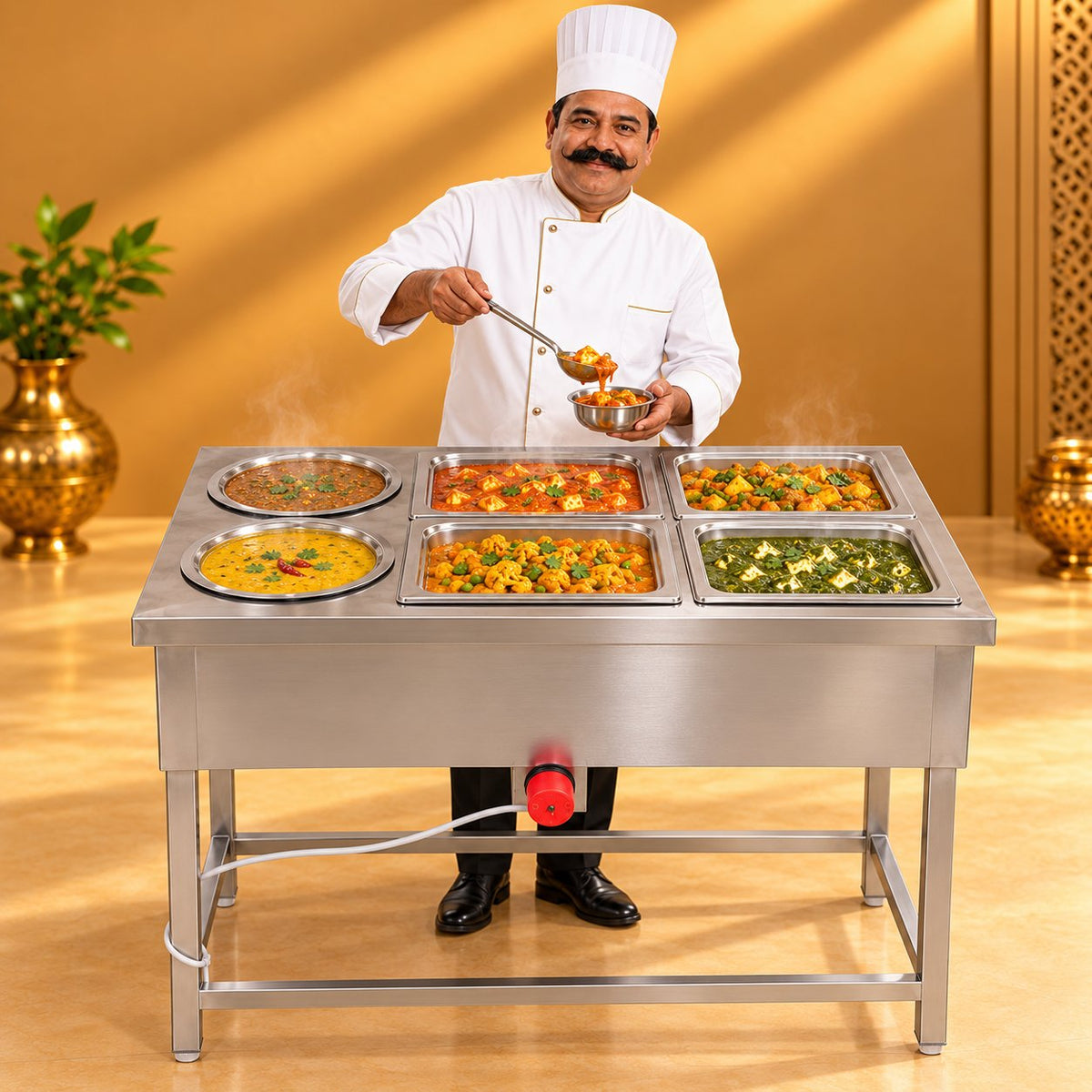 Gurubhai Equipments 2 Pot + 4 GN Pans Bain Marie – Chef Gurubhai Demo