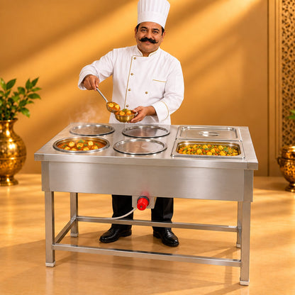 Gurubhai Equipments 4 Pot + 2 GN Pans Bain Marie – Chef Gurubhai Demo