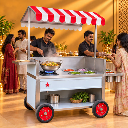 Gurubhai Equipments SS Counter With Burner & Colored Roof – Real-Life Use