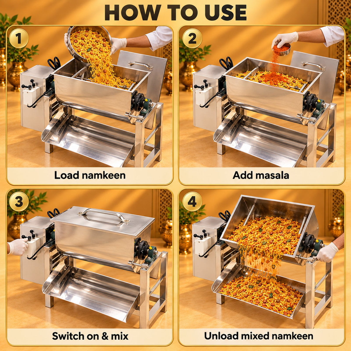Gurubhai Equipments Namkin & Masala Mixing Machine – How to Use