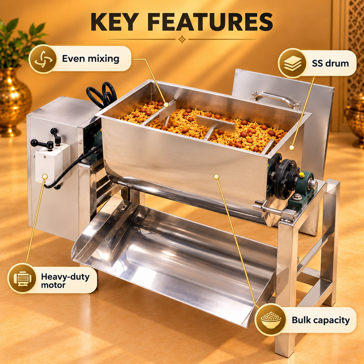 Gurubhai Equipments Namkin & Masala Mixing Machine – Key Features