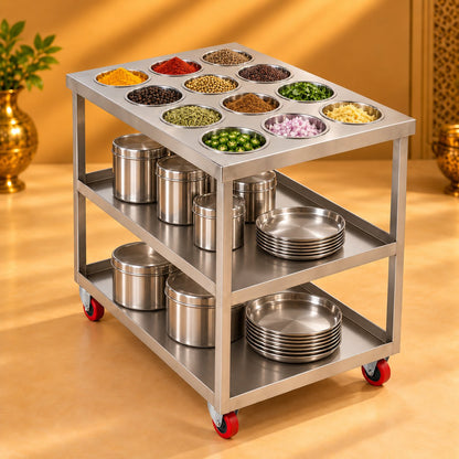 Gurubhai Equipments Masala Bowl Trolley – In Use