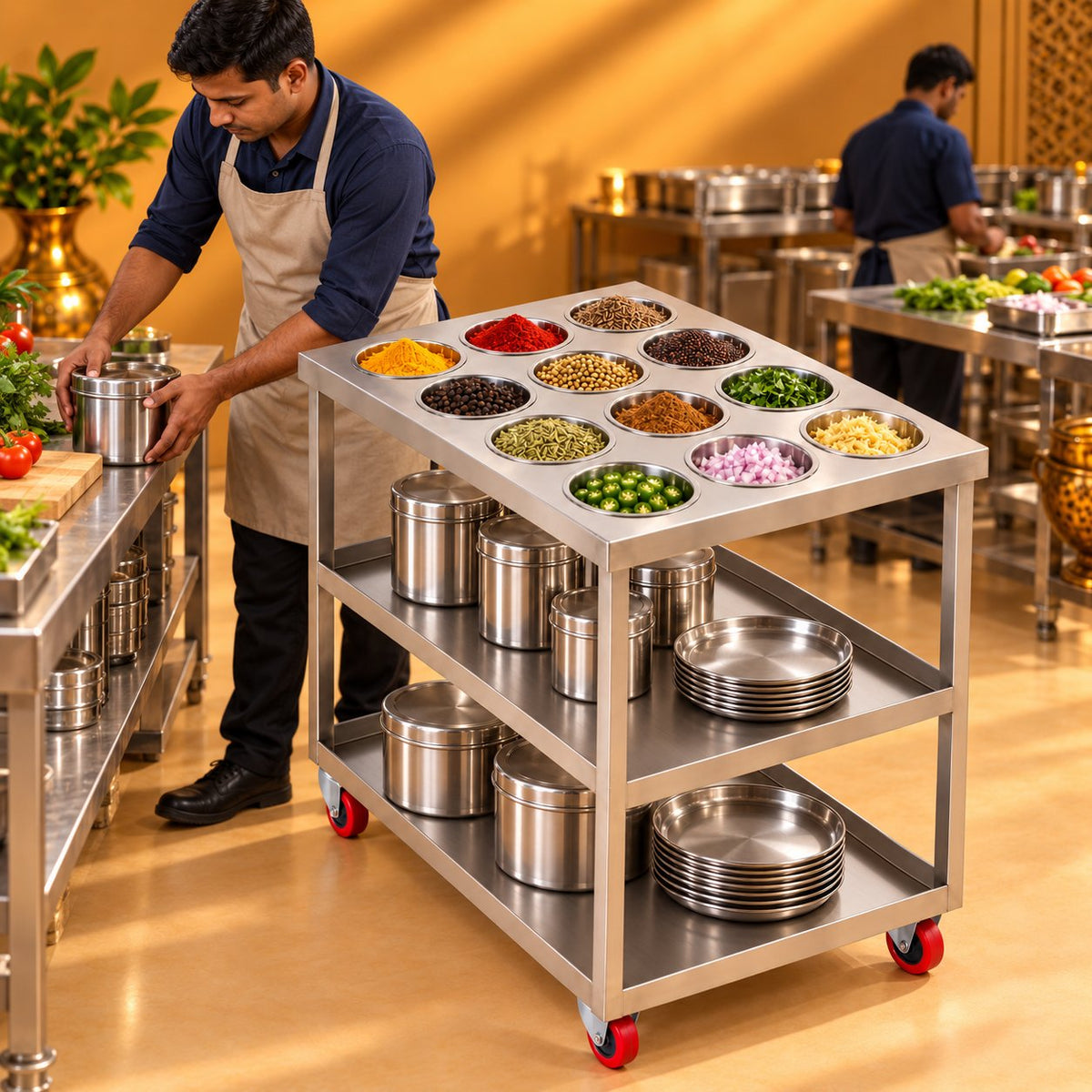 Gurubhai Equipments Masala Bowl Trolley – Real-Life Use