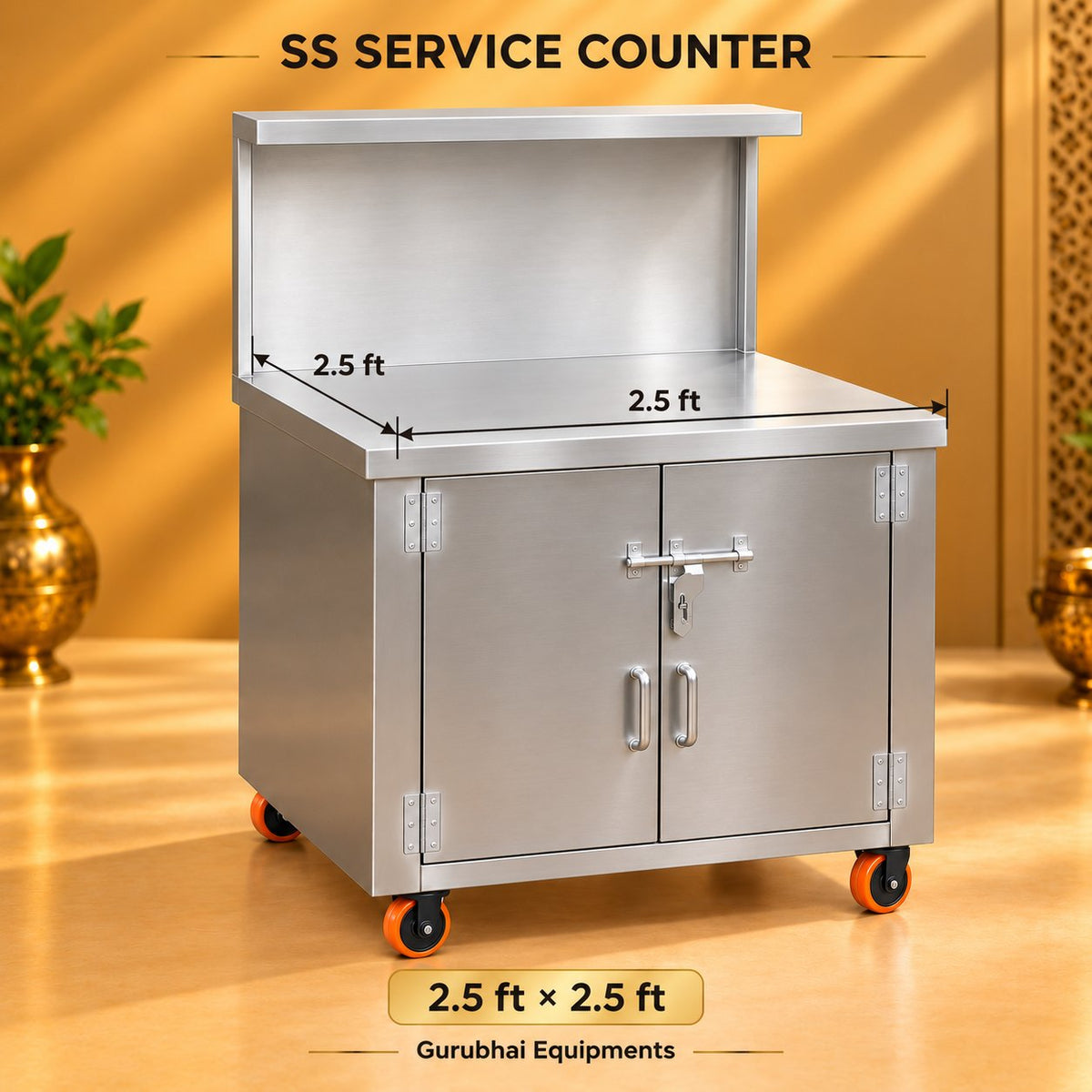 Gurubhai Equipments SS Service Counter – Dimensions & Specifications