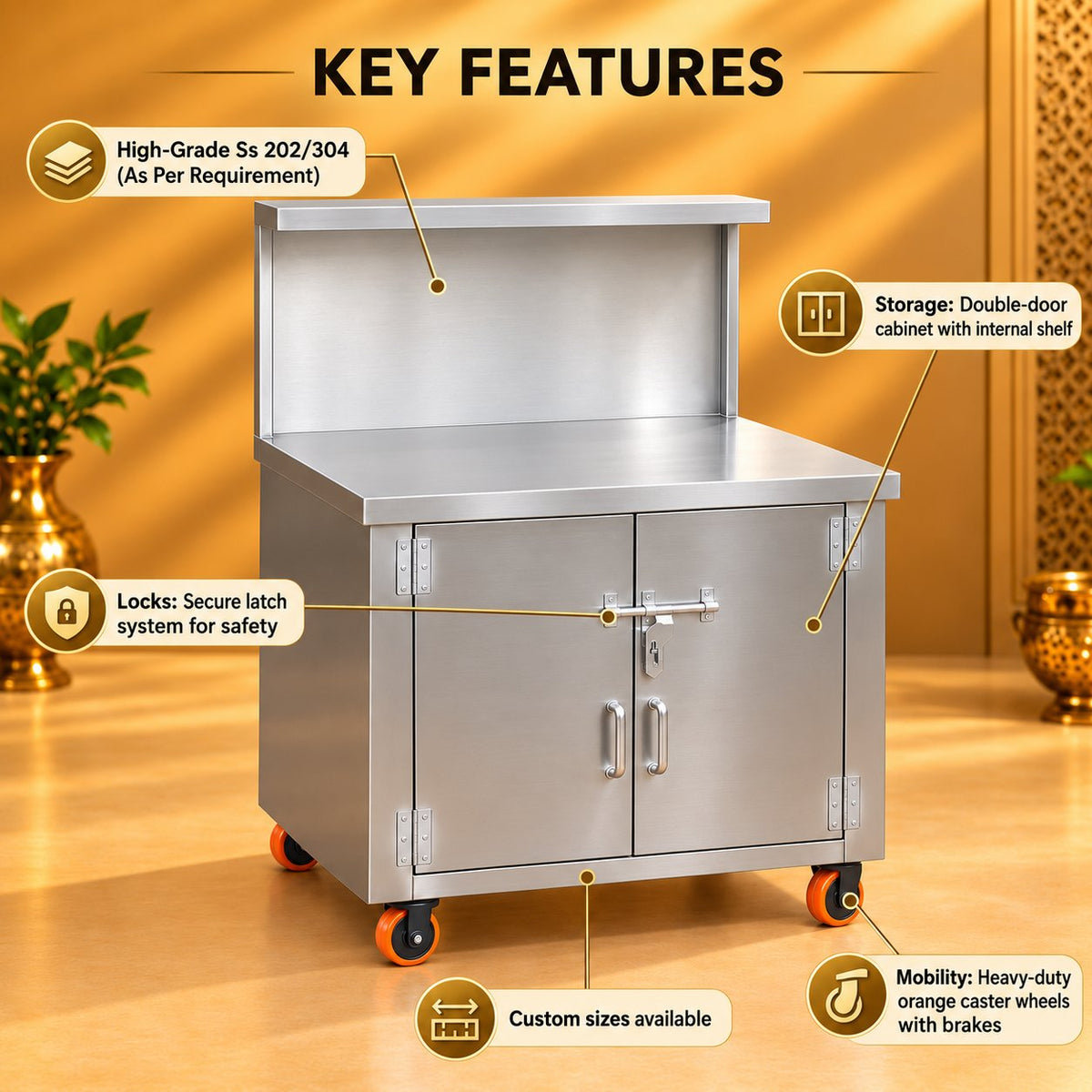 Gurubhai Equipments SS Service Counter – Key Features