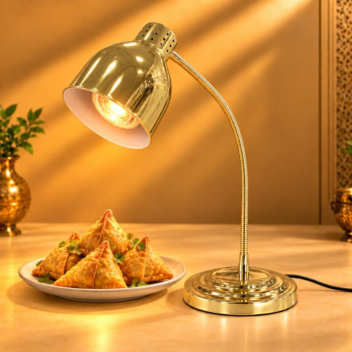 Gurubhai Equipments Food Heat Lamp - Gold – In Use