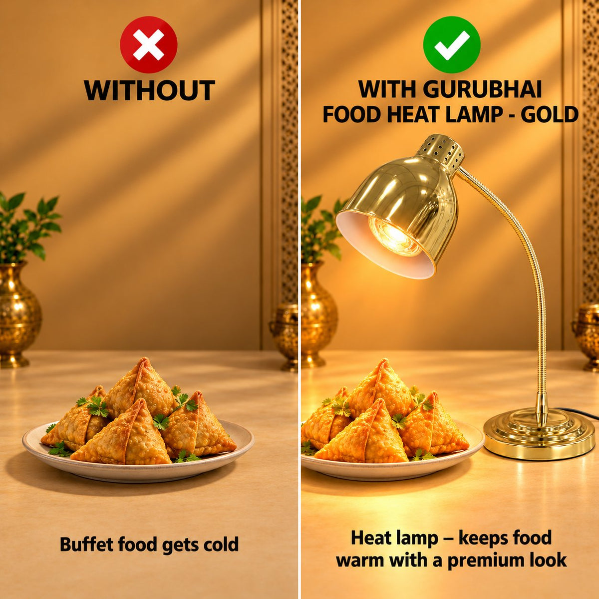 Gurubhai Equipments Food Heat Lamp - Gold – Why Choose It