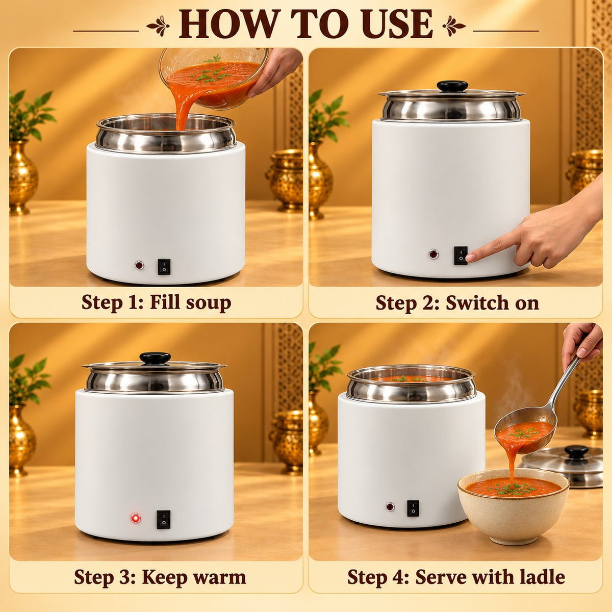Gurubhai Equipments Soup Tureen - White – How to Use